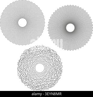 Guilloche rosette pattern features complex fine wireframe. Enhances secure certificate background. eps 10 Stock Vector