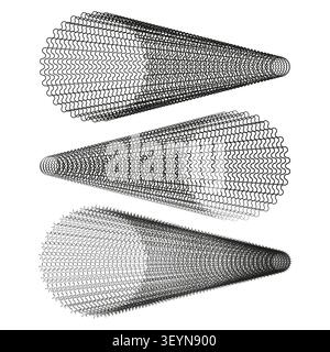 Wireframe cone object set features detailed 3d mesh. Enhances modern geometric design. eps 10 Stock Vector