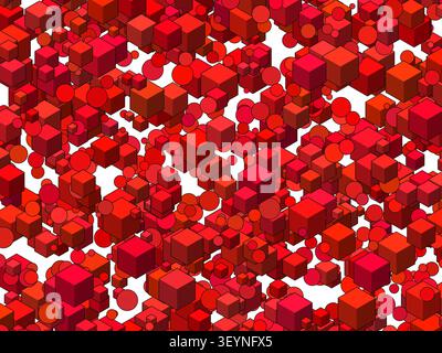 abstract artwork featuring shapes in red tones with black border useful as a background Stock Photo