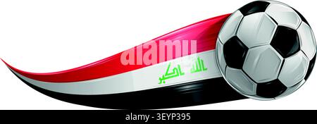 Soccer ball with the colors of the Iraq, realistic effect. vector illustration Stock Vector