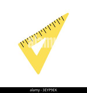 Yellow triangle ruler protractor for geometry isolated on white background flat Stock Vector