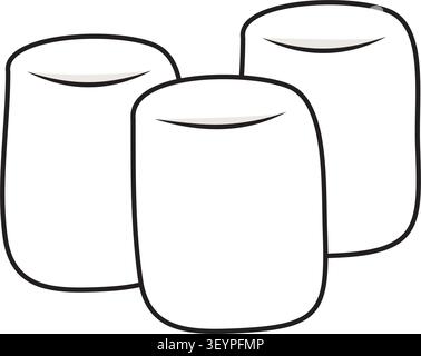 Minimalist Line Art Marshmallow Trio Vector Icon for Food Branding and Clipart Stock Vector