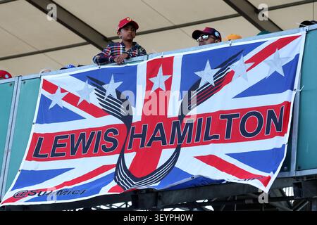 Silverstone, UK. 04th July, 2026. Circuit atmosphere - flag for Lewis Hamilton (GBR) Scuderia Ferrari. 04.07.2026. Formula 1 World Championship, Rd 9, British Grand Prix, Silverstone, England, Sprint and Qualifying Day. Credit: James Moy/Alamy Live News Stock Photo