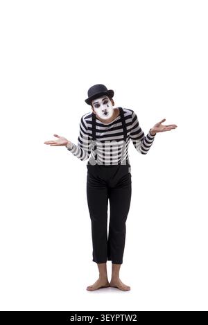 Young mime isolated on white background Stock Photo