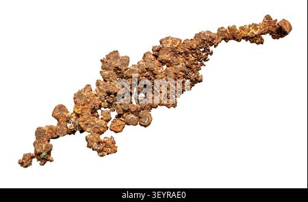 specimen of mineral from geological collection - pure crystalline native copper isolated on white background Stock Photo
