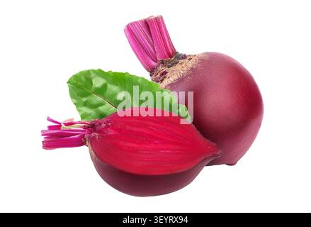 beetroot with half isolated on white background with full depth of field Stock Photo
