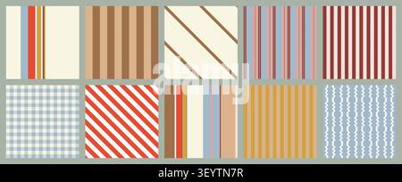 Minimalist Striped and Checkered Patterns Set Stock Vector