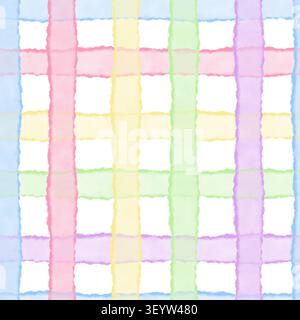 Watercolor seamless pastel plaid pattern. Hand painted illustration for fabric, wallpaper, quilting, sewing, nursery textiles, kitchen linens and spri Stock Photo