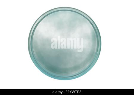 3d render realistic blank teal glass emblem badge isolated on white background Stock Photo