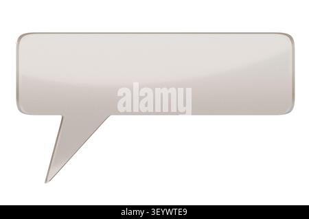 3d render realistic blank grey comment bubble mockup isolated on white background Stock Photo