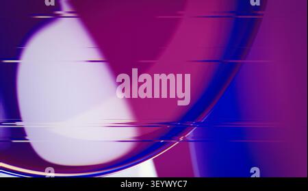 Premium abstract 3D render featuring smooth, fluid glass curves heavily distorted by a digital glitch effect. Stock Photo