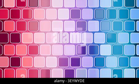 Vibrant geometric pattern background. 3D render of shiny colorful mosaic tiles with smooth magenta and cyan gradient. Stock Photo
