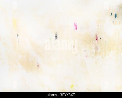 surface of textured watercolor paper stained with paint and pastel Stock Photo