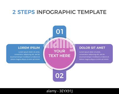 Infographic template with main circle and 2 steps or options, vector eps10 illustration Stock Vector