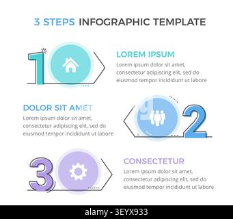 Three numbers with arrows and place for your text, three steps or options - infographic template, vector eps10 illustration Stock Vector