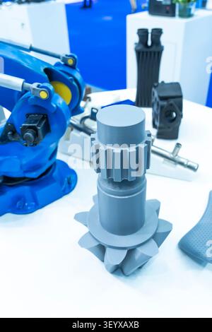 Printing 3D printer gear printed model plastic Stock Photo