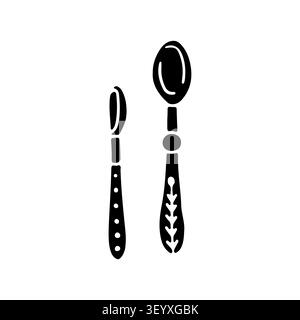 Hand drawn cute doodle teaspoon or tablespoon silhouette set vector illustration Stock Vector