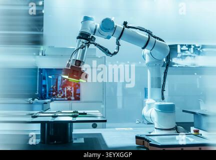 Vision measuring instrument inspecting PCB circuit board Stock Photo