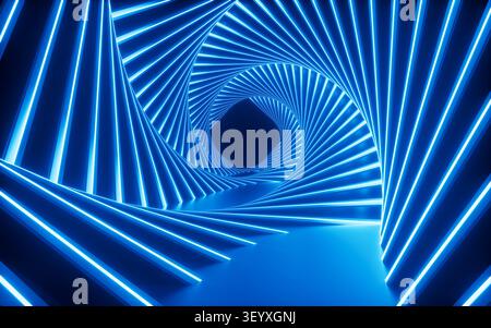 Abstract neon tunnel background, 3d rendering. 3d illustration. Stock Photo
