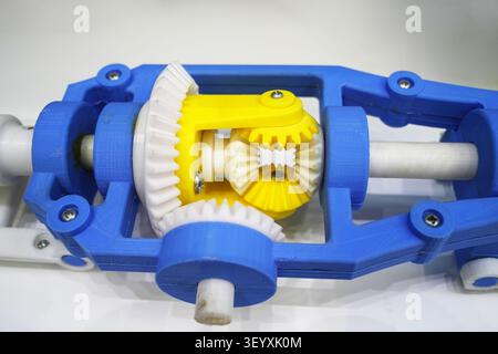 Printing 3D printer gear printed model plastic Stock Photo