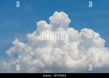 blue sky background with tiny clouds Stock Photo