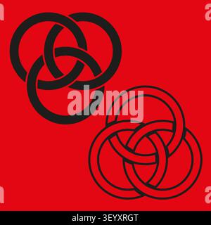 Interlocking ring set black vector shape features circle link. Abstract connection complements teamwork layout. eps 10 Stock Vector