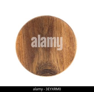 Round wooden jar's cap isolated over the white background Stock Photo