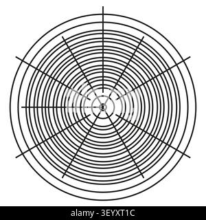 Circular radar target feature black vector pattern. This geometric line web complements abstract modern tech layouts. eps 10 Stock Vector