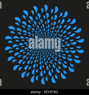 Water drop burst blue vector graphic features radial splash mandala. Abstract liquid circle highlights modern decor. eps 10 Stock Vector
