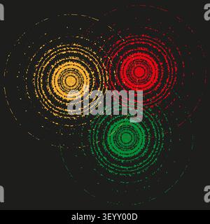 Circular radar target feature colorful vector pattern. This abstract geometric web represents modern tech backgrounds. eps 10 Stock Vector