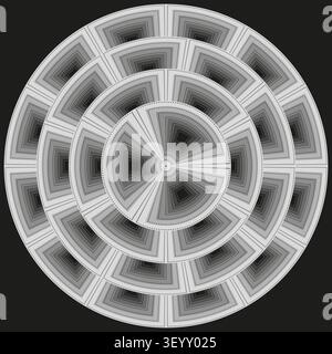 Wheel circle radar mandala feature grey vector set. This geometric segmented pattern represents abstract modern textures. eps 10 Stock Vector