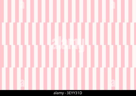 Pink and white broken stripes vector seamless pattern, Fun vertical pastel color stripe geometric background Stock Vector