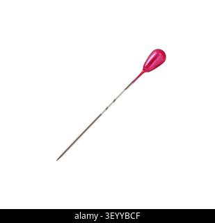 Fixing Pin isolated on white background. Sewing Push Pin.  Metal pin. Stock Photo