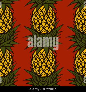 Pineapple. Illustration of pineapple fruit pattern. summer fruits, for a healthy and natural life, Vector illustration. Stock Vector