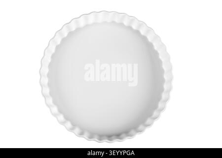 round ceramic baking dish isolated on white background. Top view. Flat lay Stock Photo
