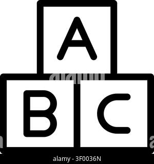 Abc Blocks Outline Icon, Alphabet, Letter, Letters, Building, Children Toys. Stock Vector