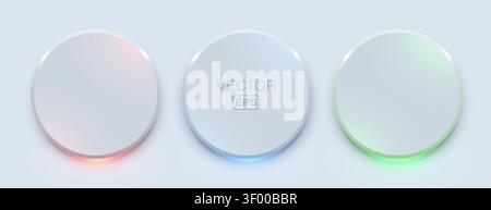 Glassmorphism style circular UI elements with soft glowing edges for modern web interface. Vector illustration. Stock Vector