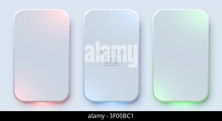 Glassmorphism UI elements with soft colorful glow. Modern frosted cards for interface design. Vector illustration Stock Vector