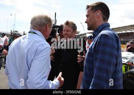 Silverstone, UK. 05th July, 2026. (L to R): Jonathan Palmer (GBR) MotorSport Vision (MSV) Chief Executive with Alex Brundle (GBR) F1 Digital Presenter and Jonathan Palmer (GBR) F1 Digital Presenter on the grid. 05.07.2026. Formula 1 World Championship, Rd 9, British Grand Prix, Silverstone, England, Race Day. Photo credit should read: XPB/Alamy Live News. Stock Photo