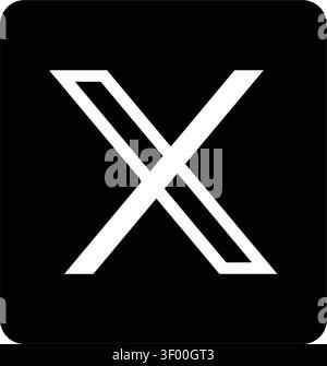 A clean and modern vector icon featuring the letter X centered within a rounded black square. This minimal design is perfect for app buttons, branding Stock Vector