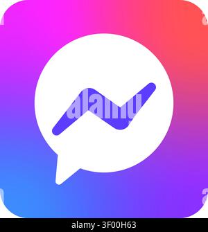 A high quality digital illustration of the popular messenger app icon featuring a stylized speech bubble and a lightning bolt symbol over a vibrant mu Stock Vector