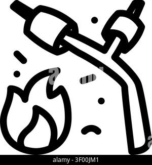Marshmallow Stick Icon, Roasting, Campfire, Camping, Bonfire Stock Vector
