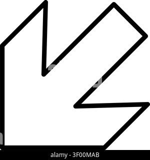 Arrow Diagonal Down Icon, Directional, Chevron, Pointer Stock Vector