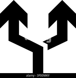 Arrow Fork Left Icon, Direction, Directional, Split, Branching Stock Vector