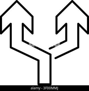 Arrow Fork Left Icon, Direction, Directional, Split, Branching Stock Vector