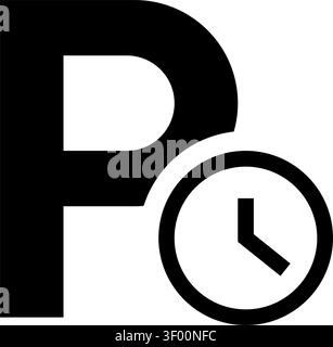 Parking Duration Icon, Time, Clock, Meter, Vehicle, Car Stock Vector