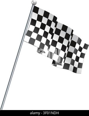 Concept - Winner. Two Racing Checkered Flags Finish, isolated on white background, vector Stock Vector
