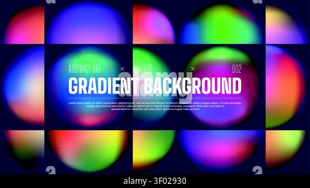 Abstract gradient background with spheres and hemispheres forming a retro ornament, Backdrop with colorful gradient neon fluid elements, Minimalist st Stock Vector