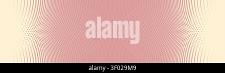 Dusty pink and cream background features symmetrical curved geometric grid mesh, Abstract elegant moire diagonal crossing lines pattern creates smooth Stock Vector