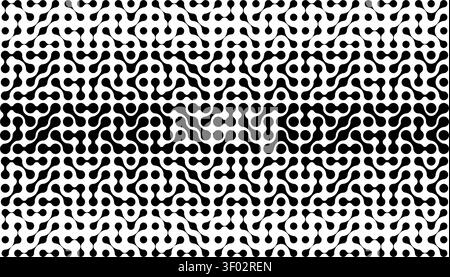 Connected round organic shapes with disappearing effect. Trendy metaballs background. Linked liquid drops, neurons or biological cells. Modern abstract print. Vector graphic illustration. Stock Vector